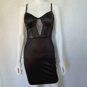 BOZZOLO Black Sexy Sheer Mini Dress